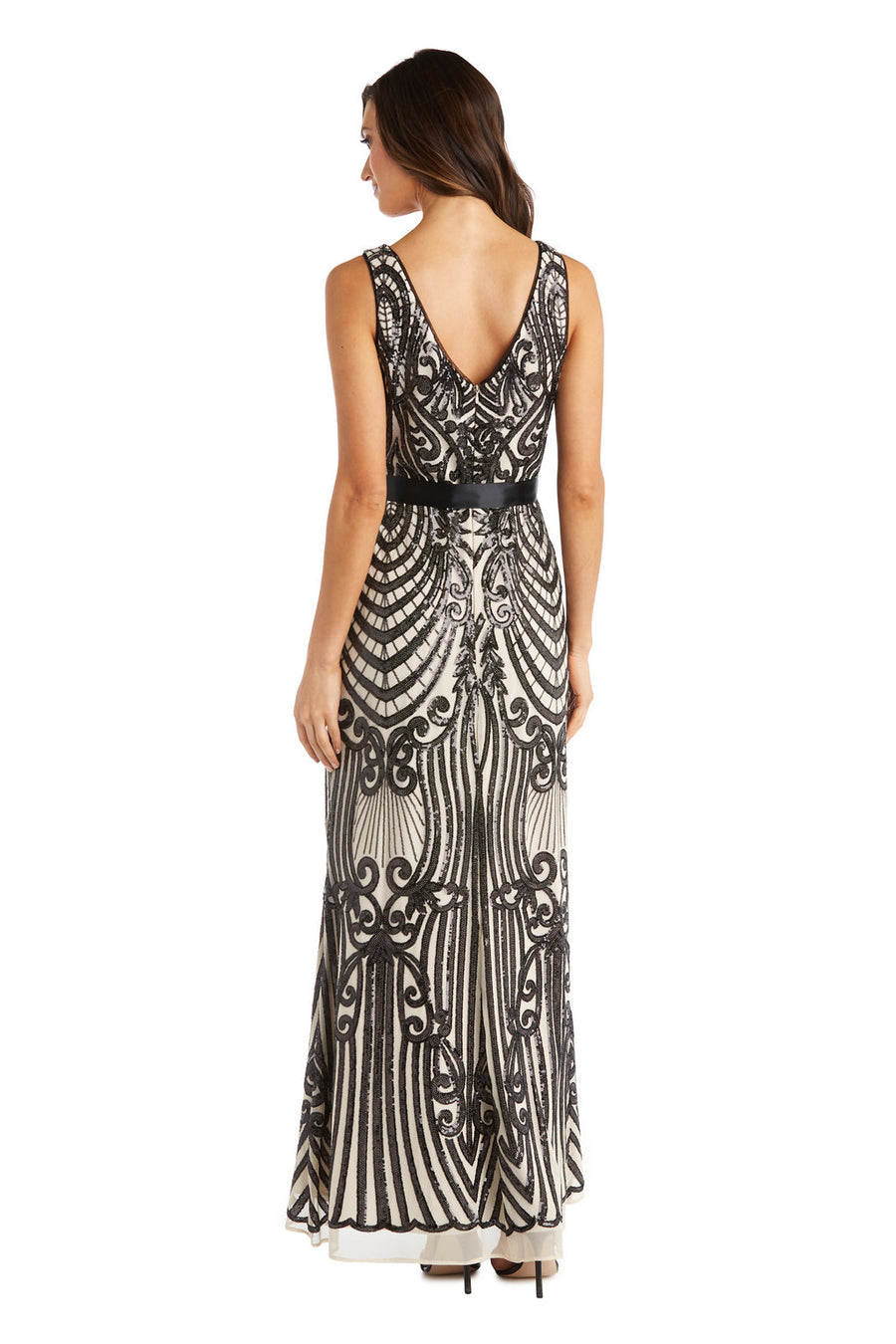 Formal Dresses Long Patterned  Sequin Formal Evening Dress Champagne/Black