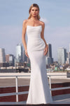 Wedding Dresses Simple Fitted Long Wedding Dress Off White