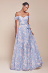 Prom Dresses Long A Line Floral Printed Formal Prom Dress Blue