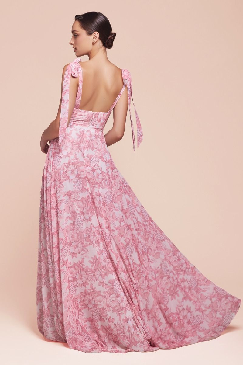 Prom Dresses Floral Long Formal A Line Printed Prom Dress Rose