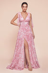 Prom Dresses Floral Long Formal A Line Printed Prom Dress Rose