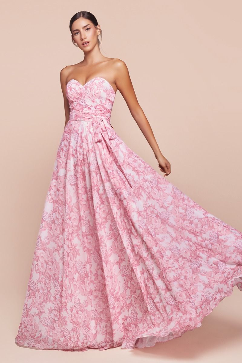 Prom Dresses Long A Line Floral Formal Prom Dress Rose