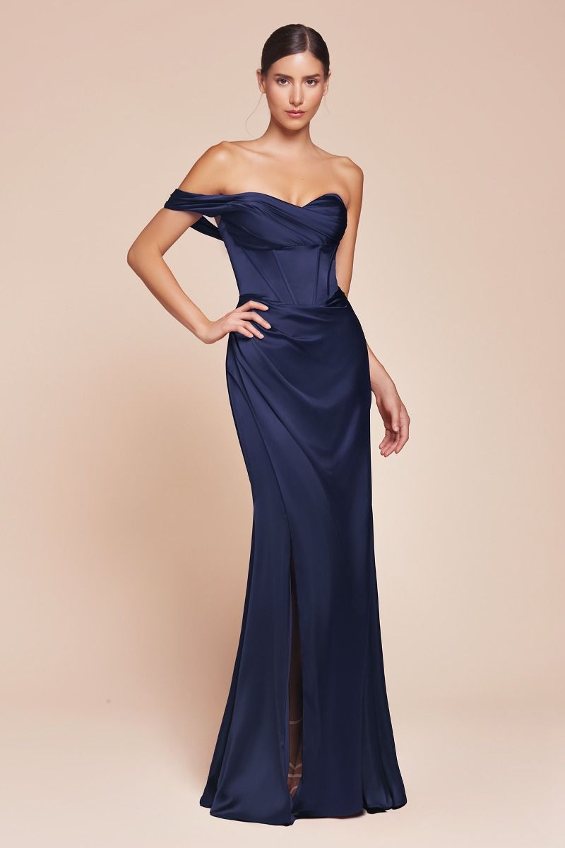 Prom Dresses Long Fitted Corset Formal Prom Dress Navy