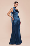 Prom Dresses Fitted Slit Long Formal Evening Gown French Navy