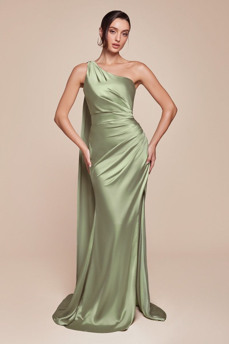 Prom Dresses Fitted Slit Long Formal Evening Gown Sage