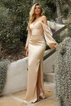 Plus Size Dresses Long Off Shoulder Satin Formal Gown Champagne