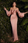 Plus Size Dresses Long Off Shoulder Satin Formal Gown Rose Gold