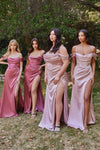 Prom Dresses Plus Size Long Off Shoulder Evening Gown Mauve Rose