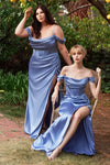 Prom Dresses Plus Size Long Off Shoulder Evening Gown Smoky Blue