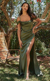 Prom Dresses Plus Size Long Off Shoulder Evening Gown Olive
