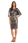 Cocktail Dresses Short Fitted Metallic Capelet Dress  Titanium