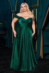 Plus Size Long Off Shoulder Dress Emerald
