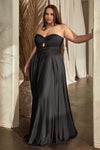 Plus Size Dresses Plus Size Long Formal Strapless Satin A Line Prom Dress Black