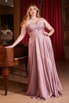 Plus Size Dresses Plus Size Long Formal Strapless Satin A Line Prom Dress Dark Mauve