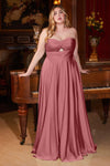 Plus Size Dresses Plus Size Long Formal Strapless Satin A Line Prom Dress Mauve Rose