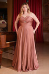 Plus Size Dresses Plus Size Long Formal Strapless Satin A Line Prom Dress Rose Gold