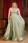 Plus Size Dresses Plus Size Long Formal Strapless Satin A Line Prom Dress Sage
