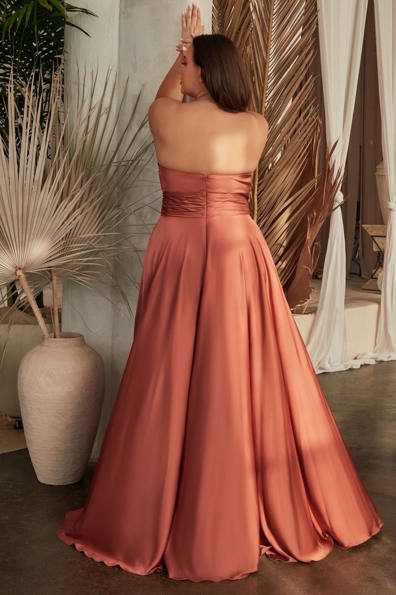 Plus Size Dresses Plus Size Long Formal Strapless Satin A Line Prom Dress Sienna