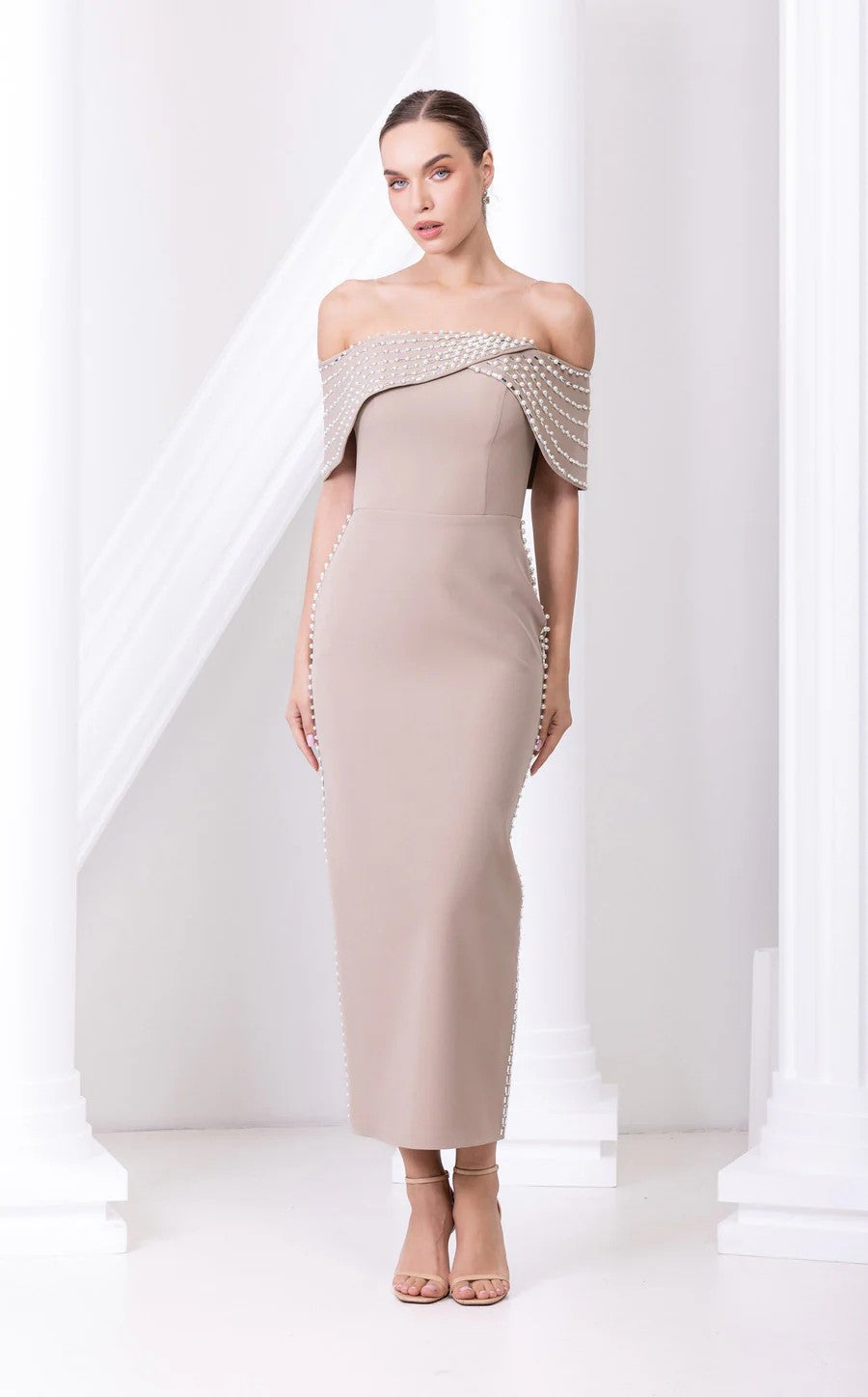 Prom Dresses Formal Long Beaded Prom Dress Beige