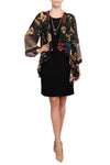 Cocktail Dresses Short Printed Fitted Jacket Cocktail Dress Black Multi