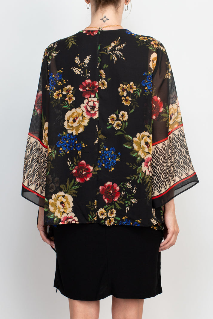 Cocktail Dresses Short Printed Fitted Jacket Cocktail Dress Black Multi