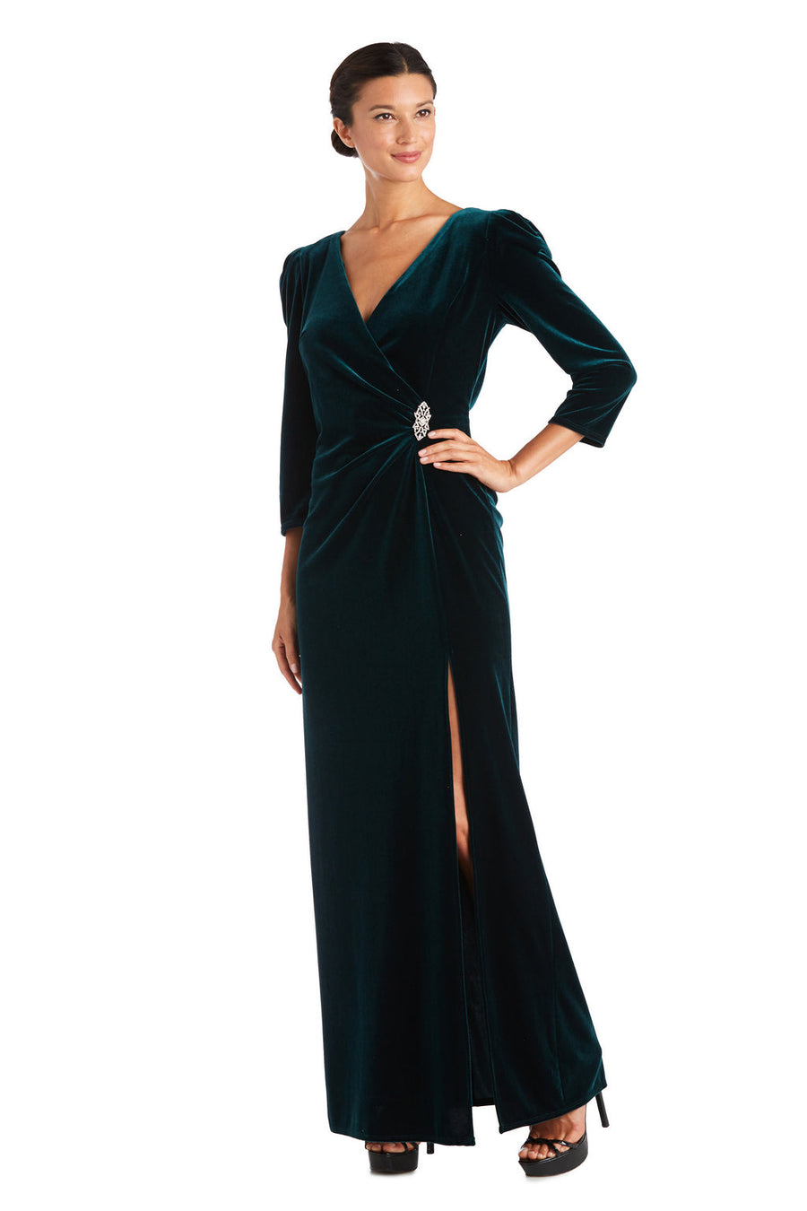 Formal Dresses Long Side Brooch Formal Evening Dress Hunter