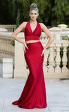 Prom Dresses Long Prom Two Piece Fitted Formal Dress Red