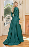 Formal Dresses Formal Long Sleeve A Line Slit Evening Dress Hunter