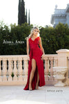 Prom Dresses Formal Long Feather Slit Evening Prom Dress Red