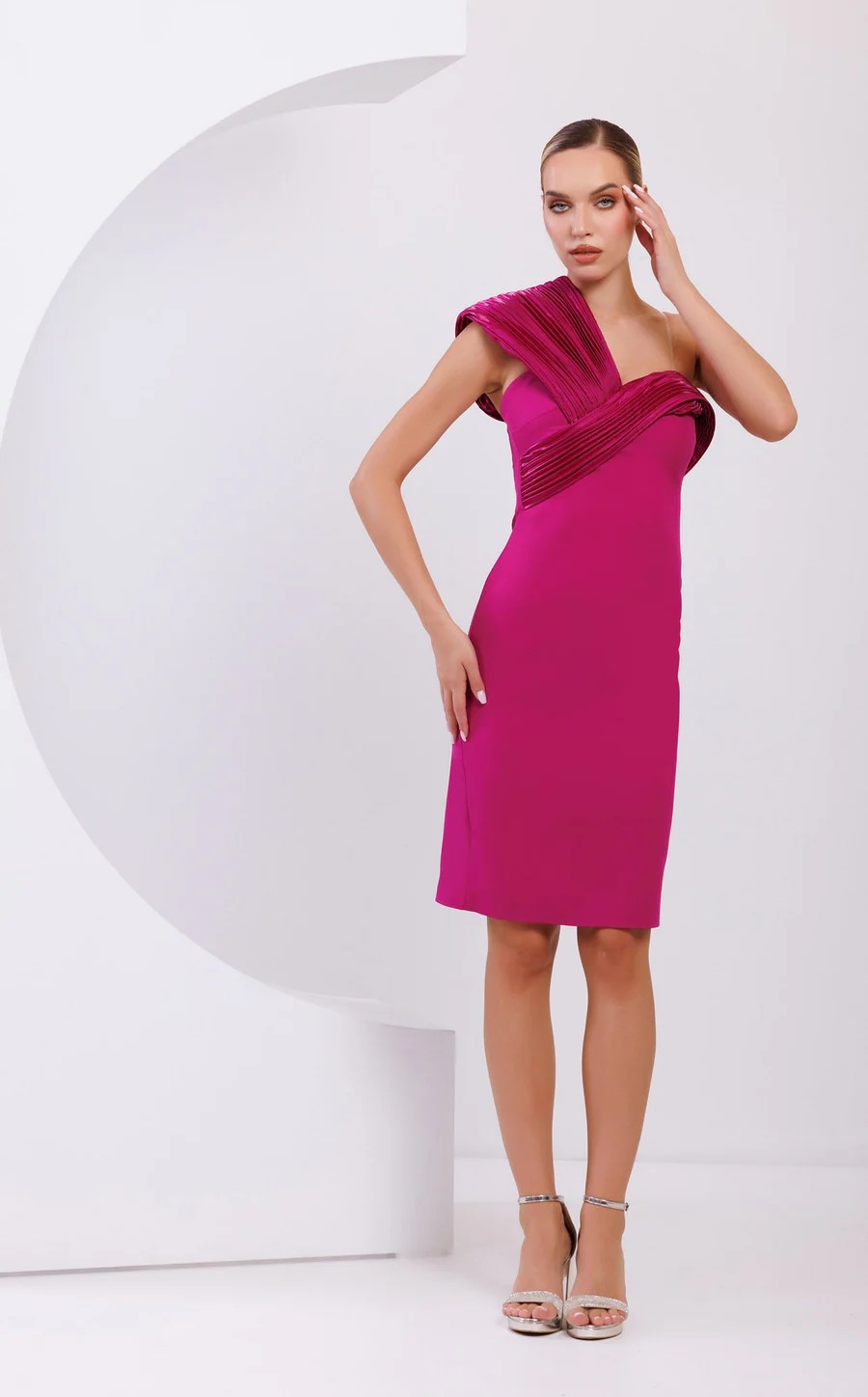 Cocktail Dresses Fitted Short Cocktail Mini Dress Fuchsia