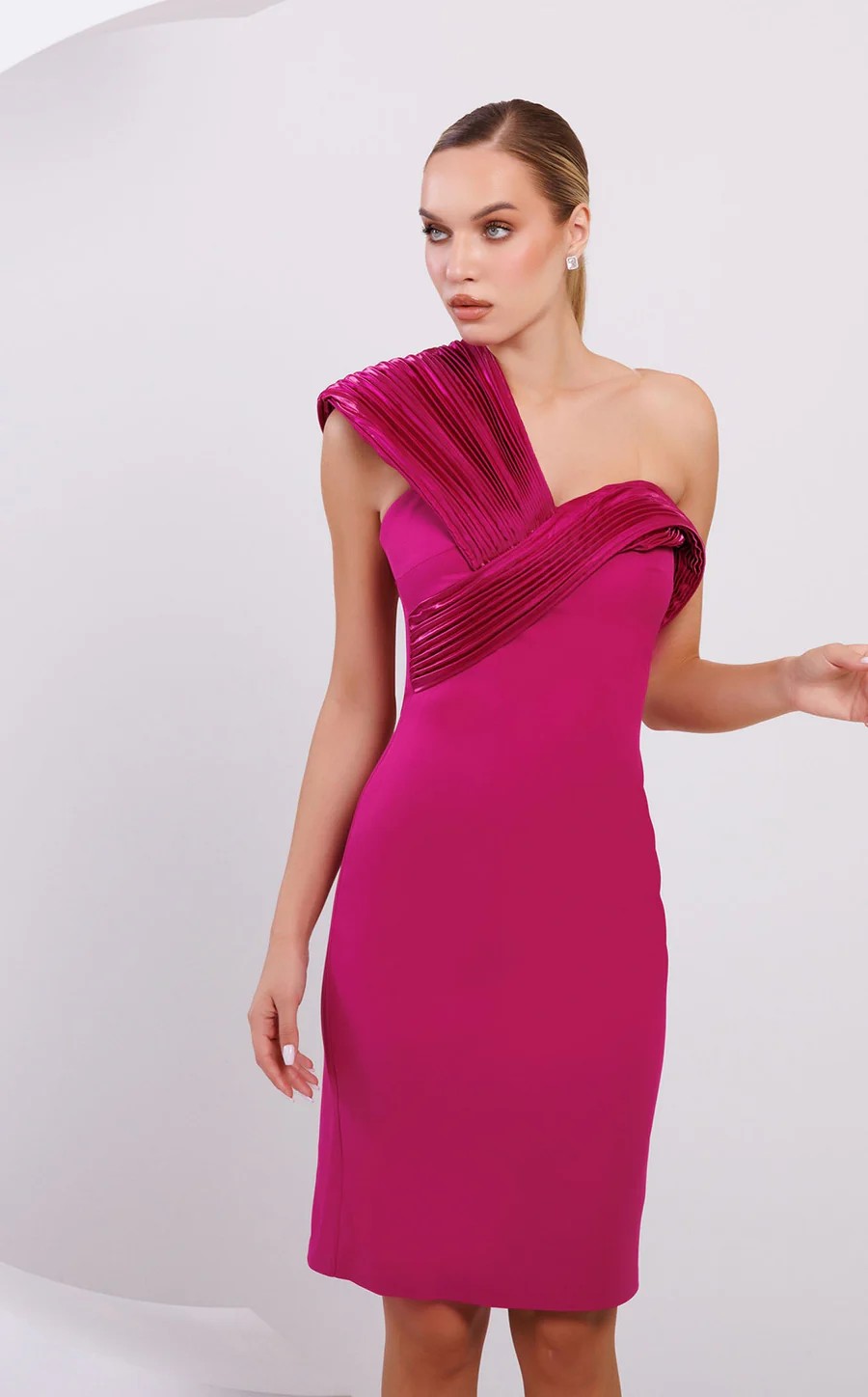 Cocktail Dresses Fitted Short Cocktail Mini Dress Fuchsia