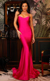 Prom Dresses Fitted Long Formal Beaded Prom Evening Dress Fuchsia