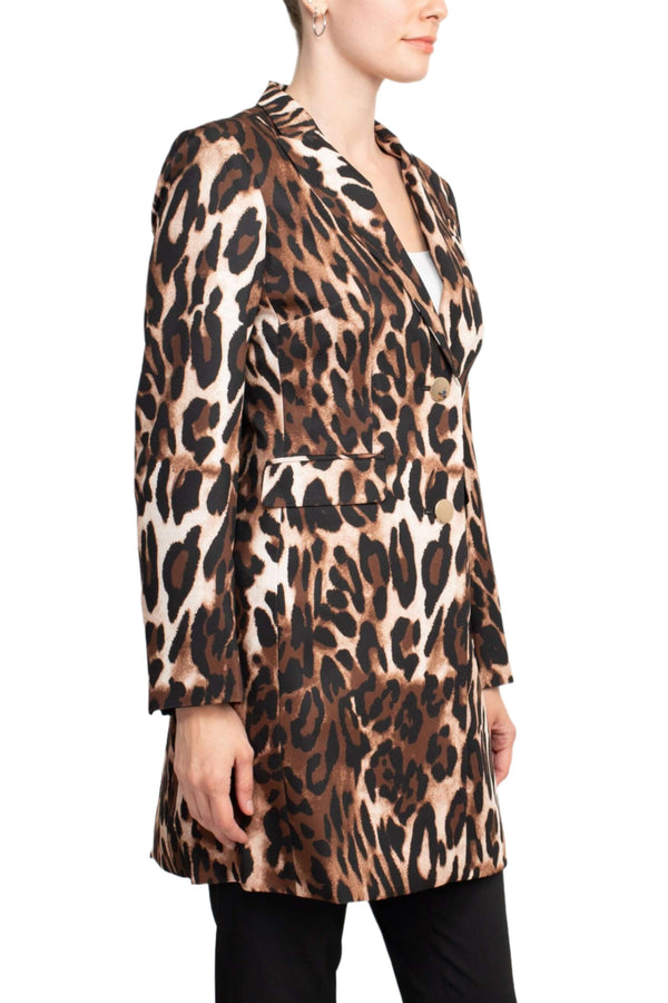 Pant Suit Long Formal Printed Two Button Pant Suit Animal