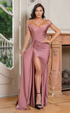 Prom Dresses Fitted Prom Slit Long Formal Evenimg Dress Mauve