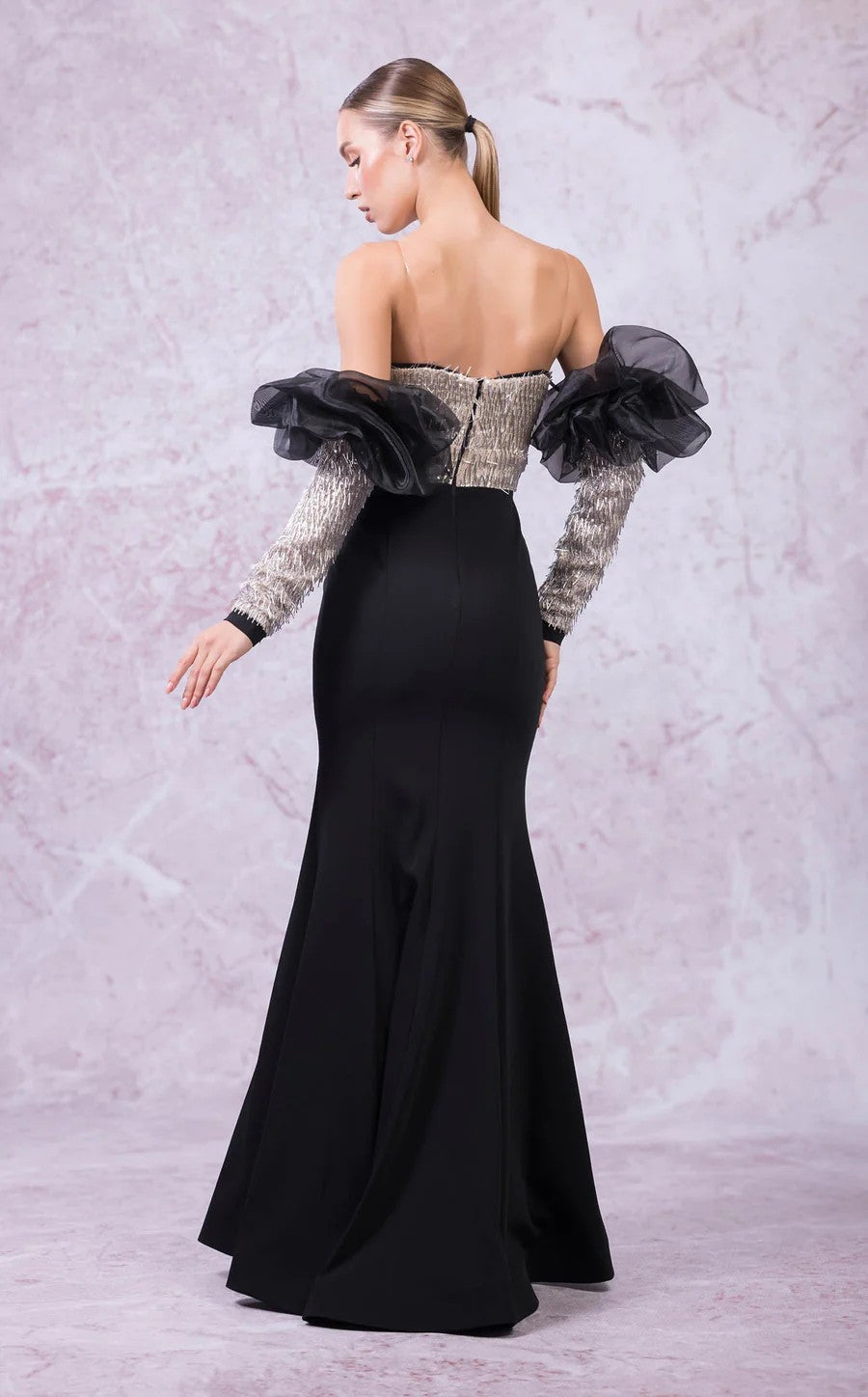 Prom Dresses Long Prom Formal Lace Dress Black Gold