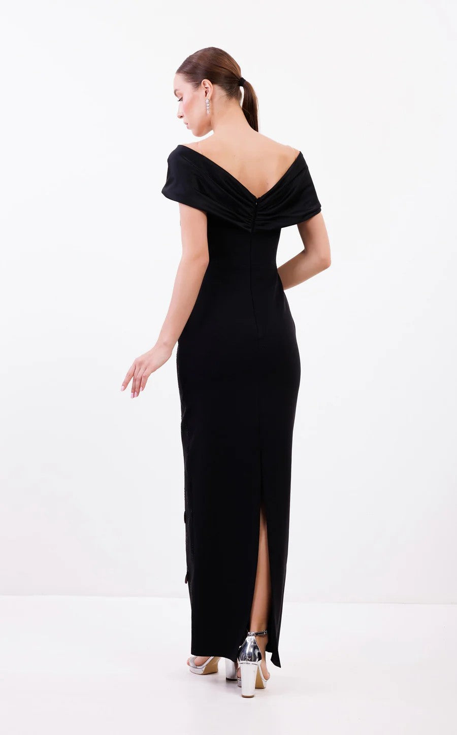 Prom Dresses Long Beaded Formal Fitted Prom Dress  Black