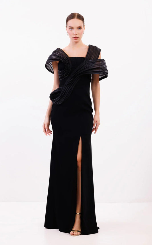 Prom Dresses Long Formal Fitted Slit Evening Dress Black
