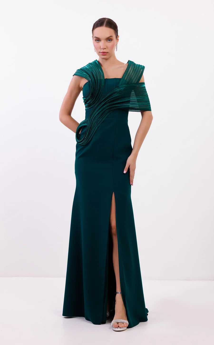 Prom Dresses Long Formal Fitted Slit Evening Dress Green