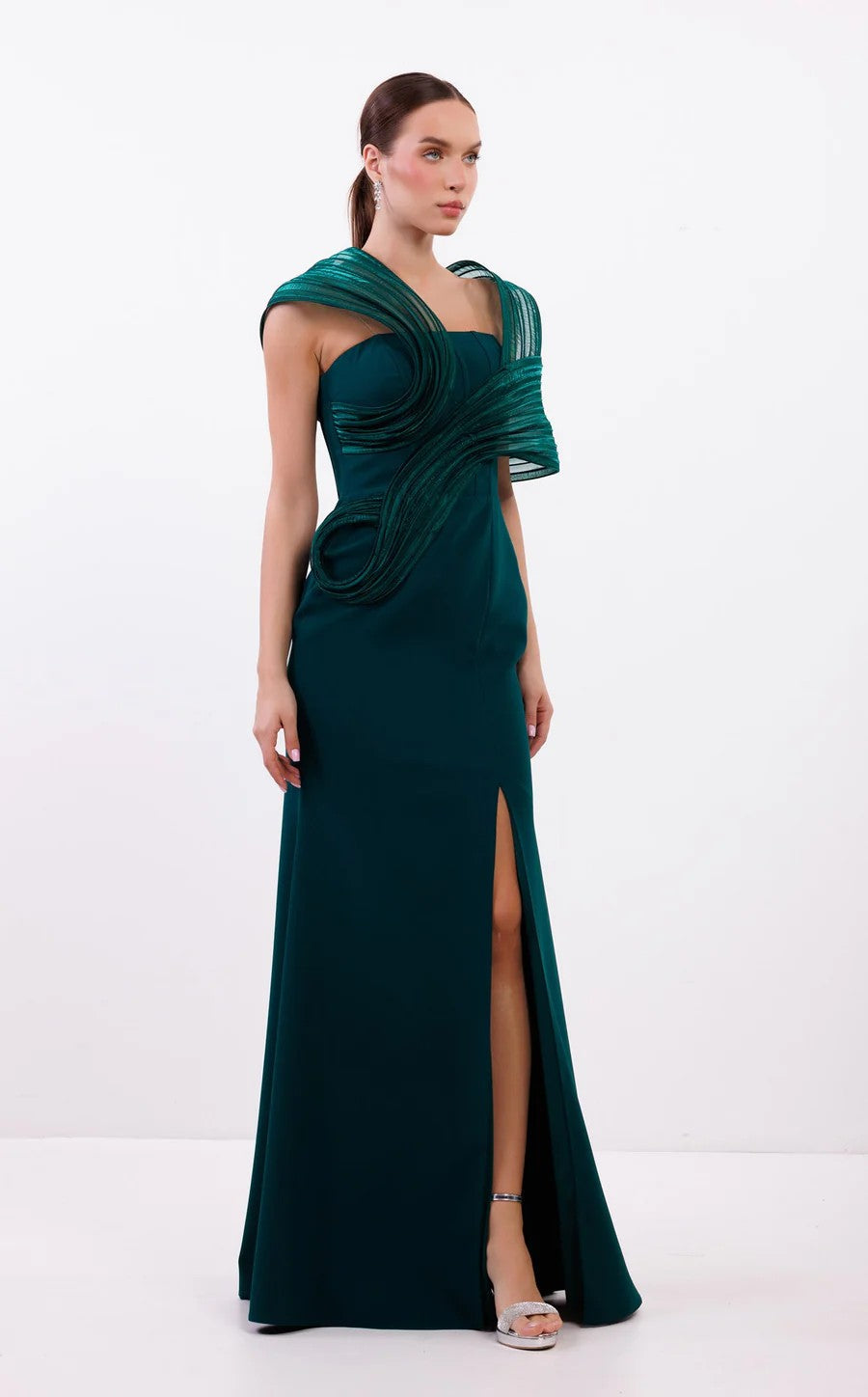 Prom Dresses Long Formal Fitted Slit Evening Dress Green