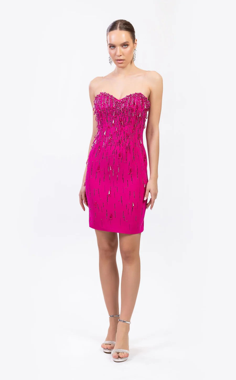 Cocktail Dresses Beaded Short Homecoming Cocktail Dress Fuchsia