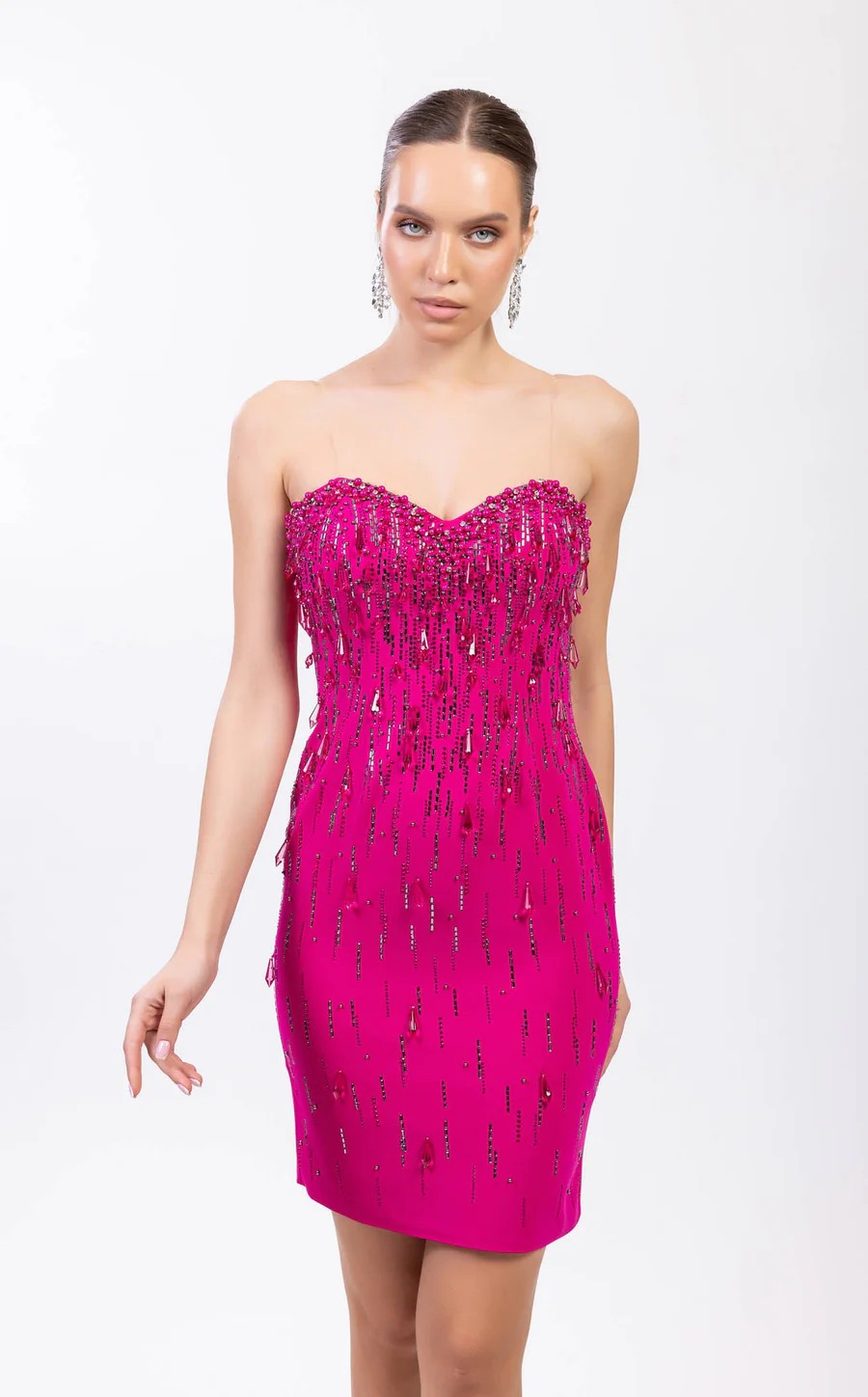 Cocktail Dresses Beaded Short Homecoming Cocktail Dress Fuchsia
