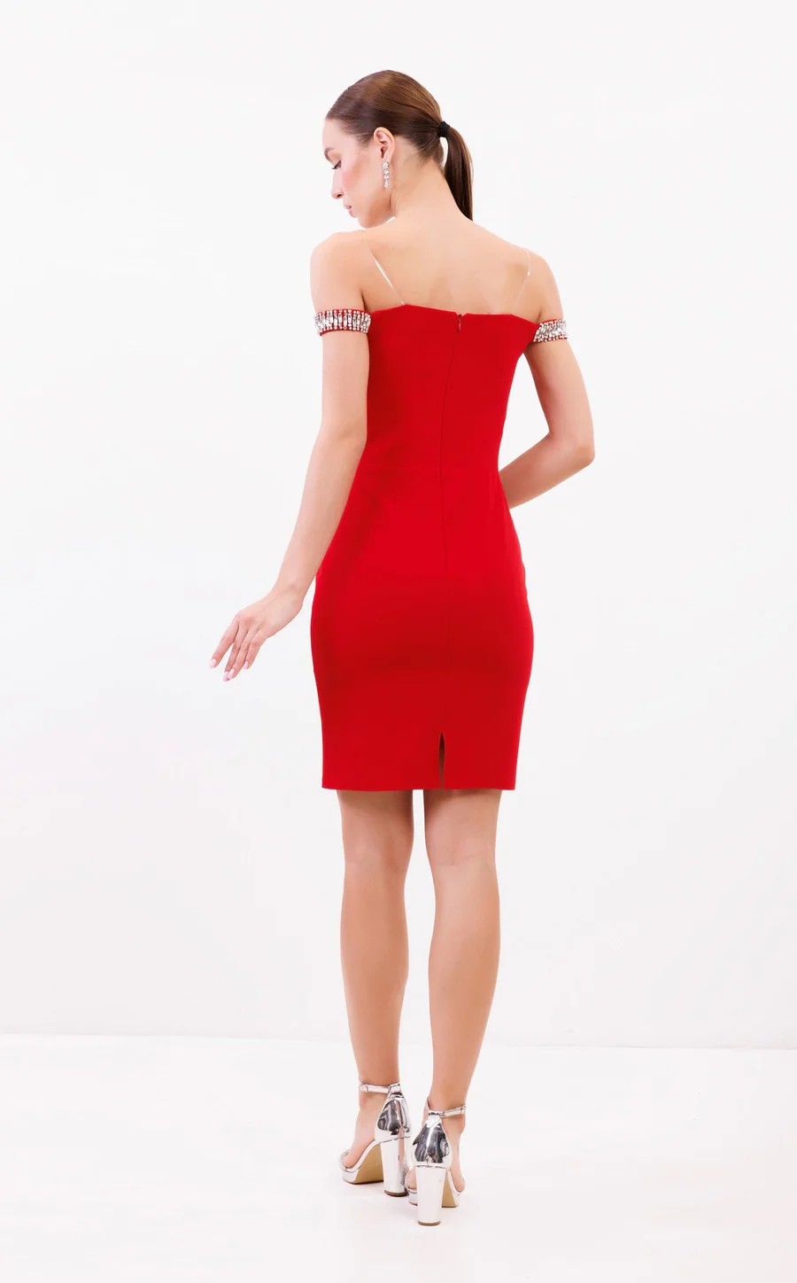 Cocktail Dresses Fitted Short Beaded Coktail Dress Red