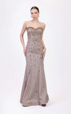 Prom Dresses Long Formal Beaded Evening Prom Dress Beige