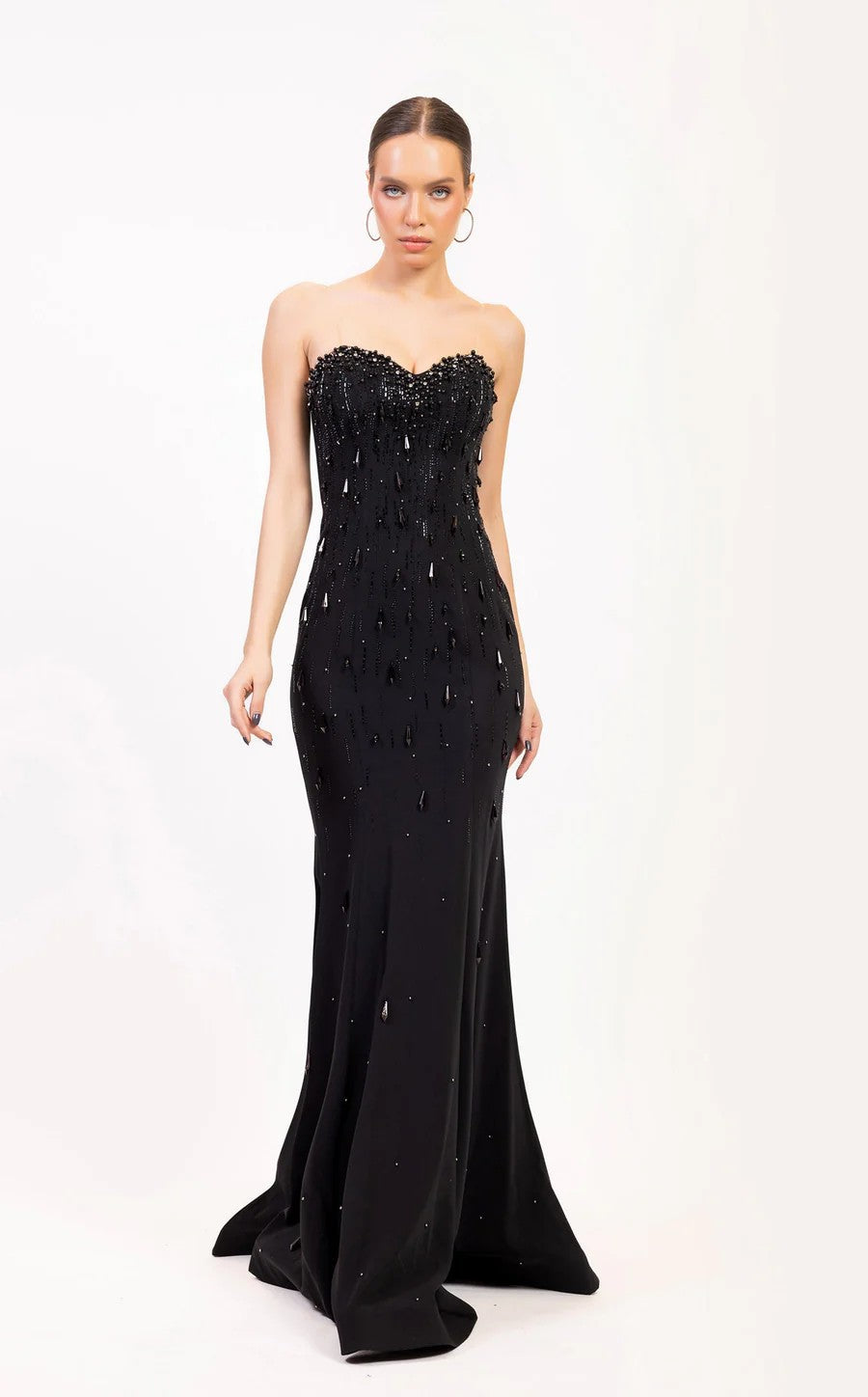 Prom Dresses Long Formal Beaded Evening Prom Dress Black