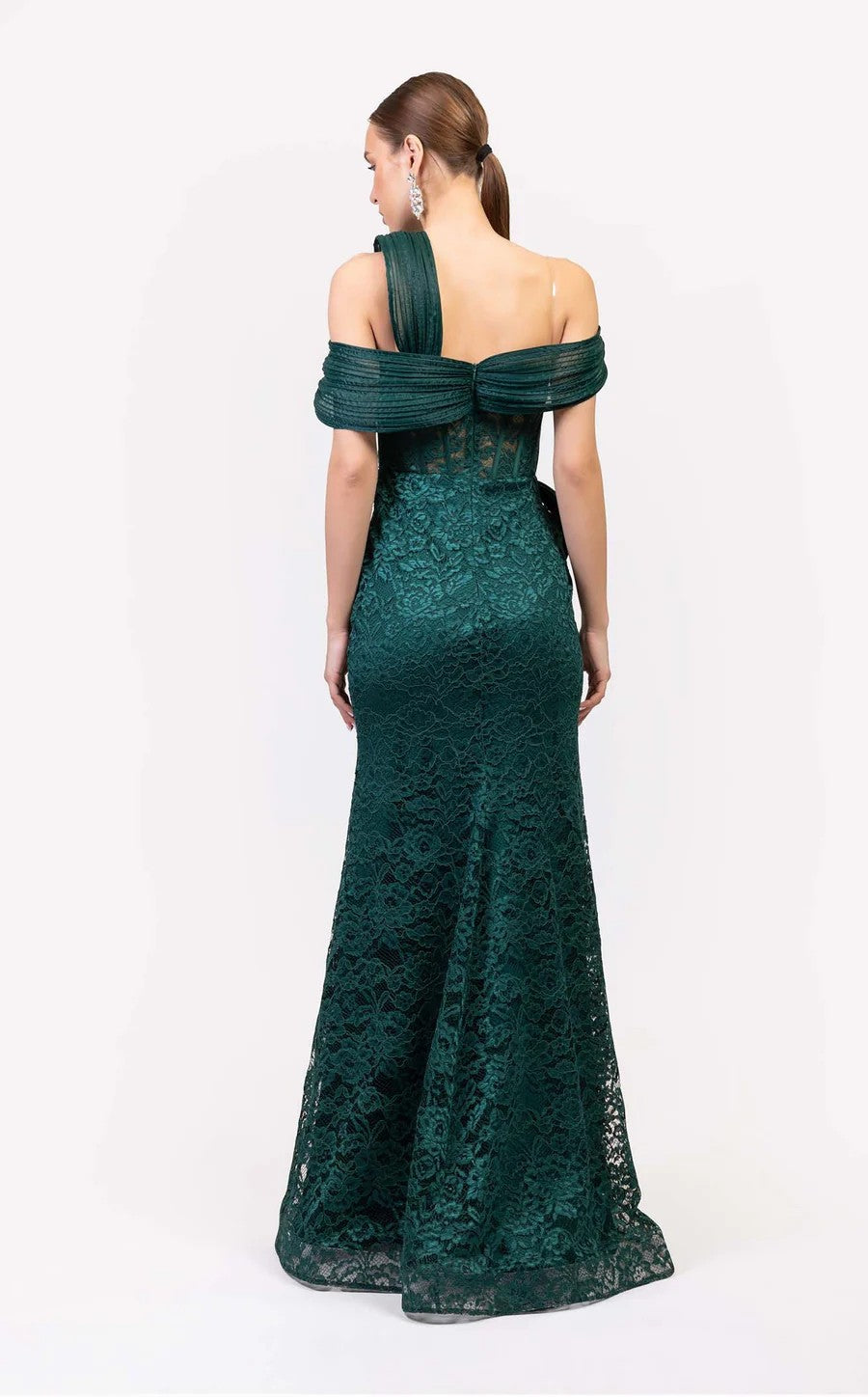 Prom Dresses Beaded Corset Long Formal Lace Prom Dress Green