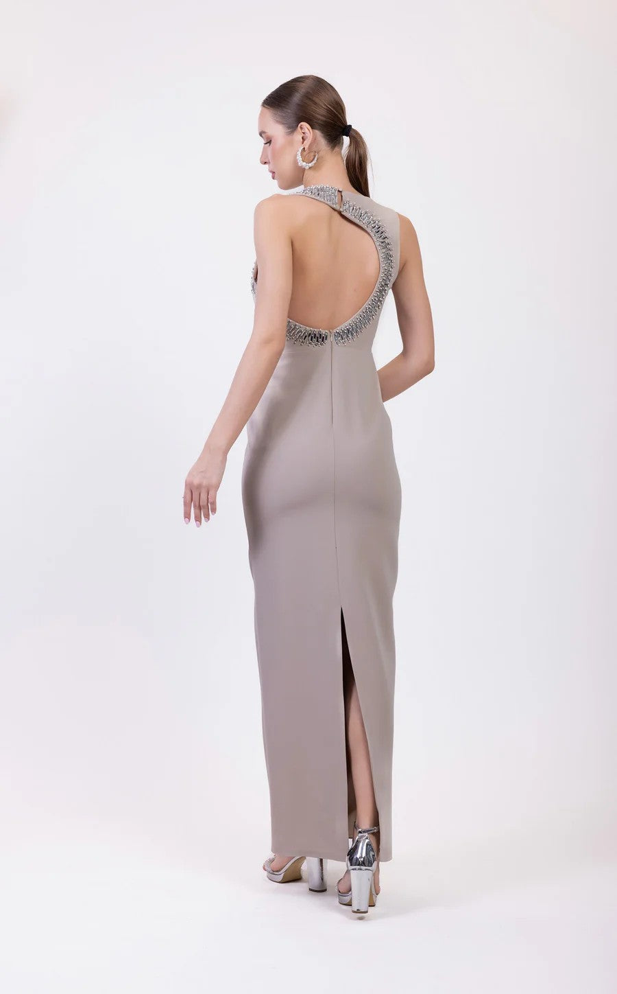 Prom Dresses Prom Beaded Long Formal Fitted Dress Beige