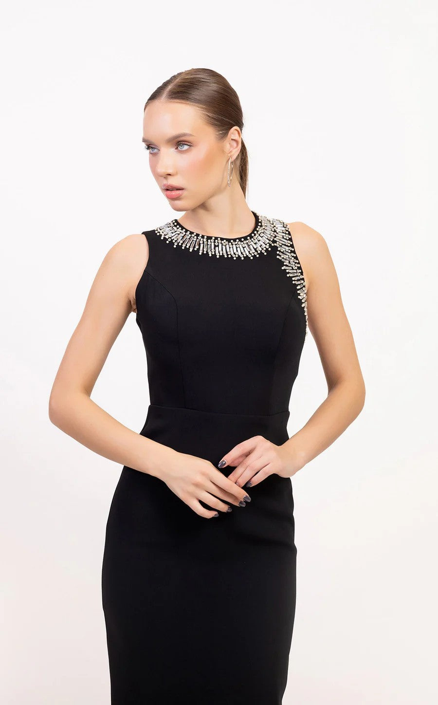 Prom Dresses Prom Beaded Long Formal Fitted Dress Black