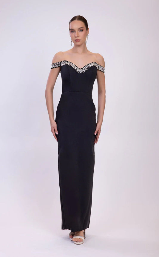 Prom DressesLong Evening Formal Beaded Prom Dress Black
