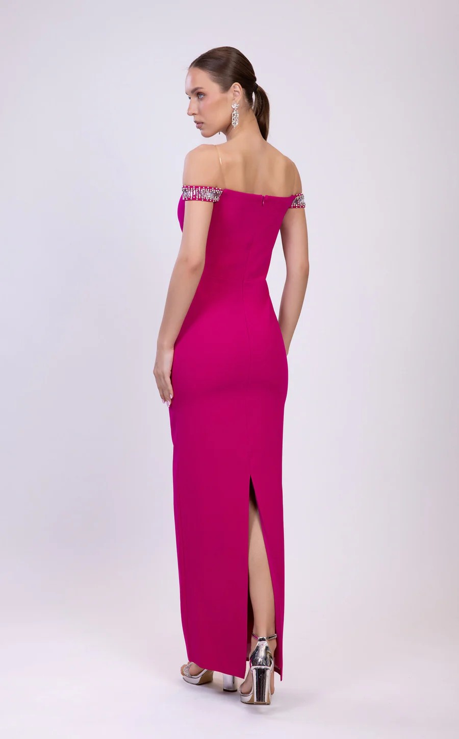 Prom DressesLong Evening Formal Beaded Prom Dress Fuchsia