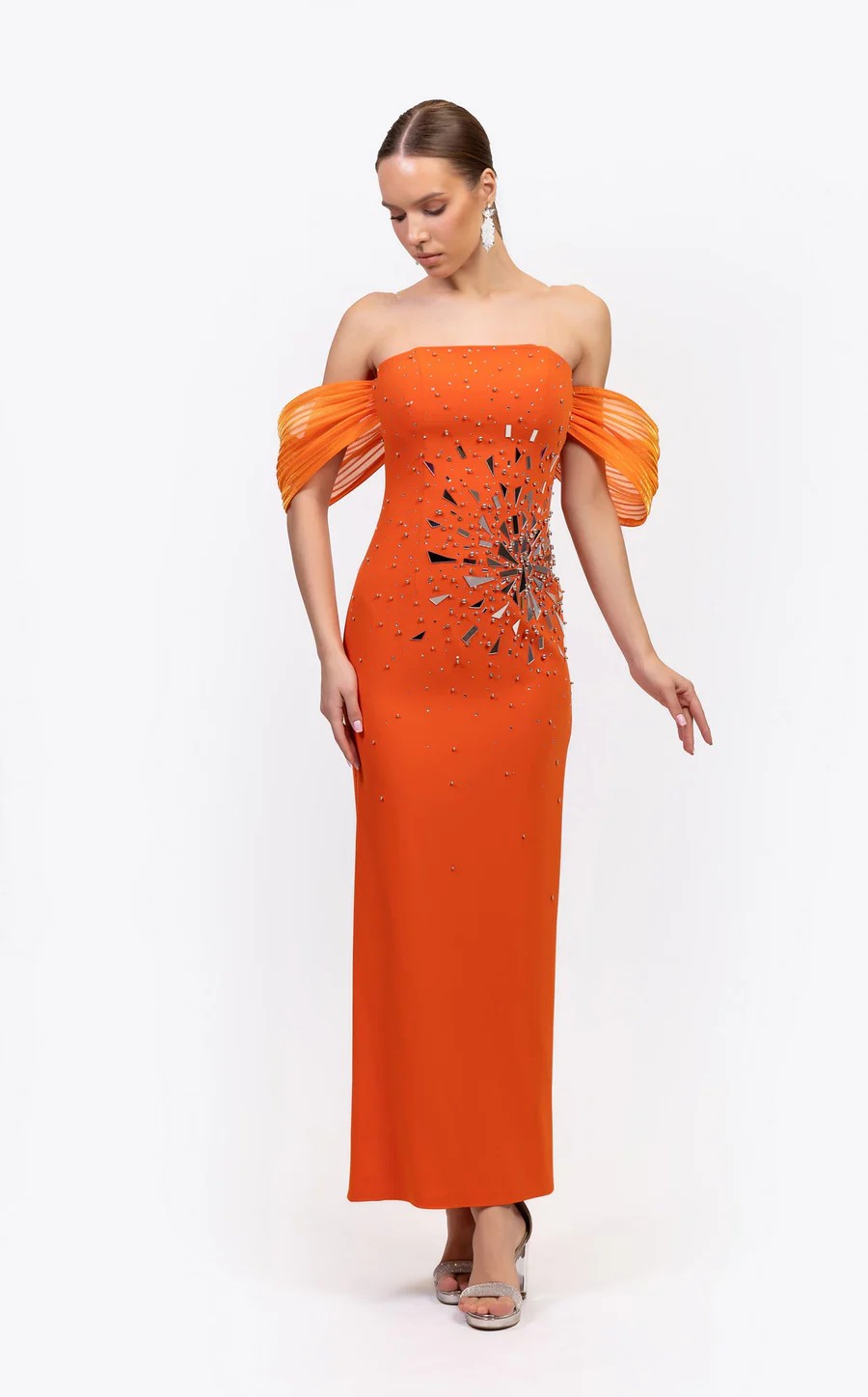 Prom Dresses Fitted Prom Long Formal Evening Dress Orange